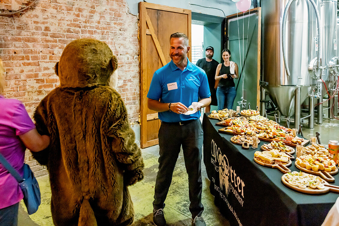 Otis schmoozing with the public.
