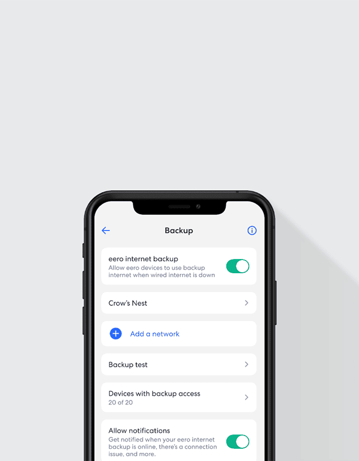 eero Internet Backup feature in the eero app